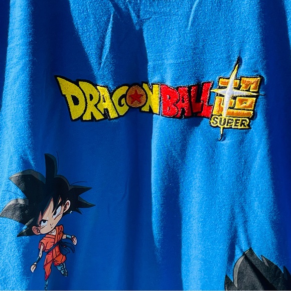 DRAGON BALL Z Men's T-Shirt Large Blue Graphic Print Manga Double Sided Goku - Picture 4 of 12